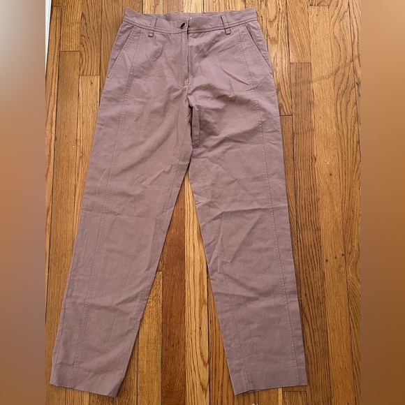 Dries Van Noten Cotton Linen blend antique rose straight leg trouser pant 36
